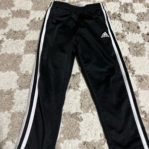 Adidas Kids Black Joggers with White Stripes
